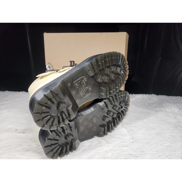 Dr. Martens Devon Heart Platform Buckle Toile Cream Milled Nappa Tan Women's 7 - Picture 5 of 7